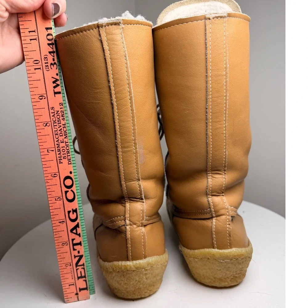 Vintage Cabela’s Shearling Lined Leather Snow Boots Made in Canada Size 7